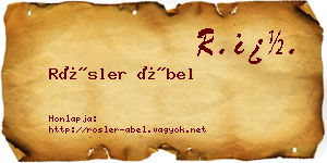 Rösler Ábel névjegykártya